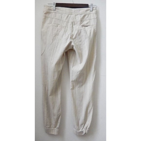 Prana Women Pants Sz 4 Mid Rise Striped Pleated Pockets Cinch Bottom Casual - Picture 3 of 14